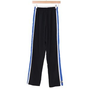 Frontline Dance Microfiber Track Pants Black Blue White Side Stripe Small